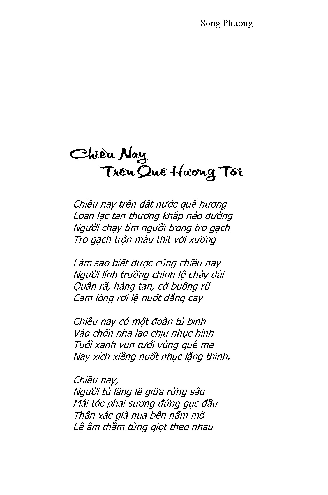 Chiều Nay Trên Quê Hương Tôi