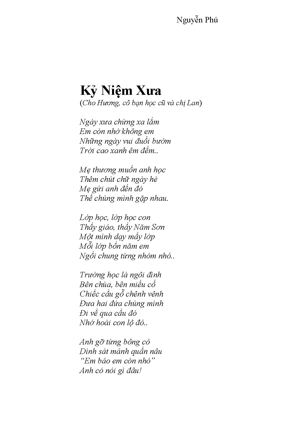 Kỹ Niệm Xưa