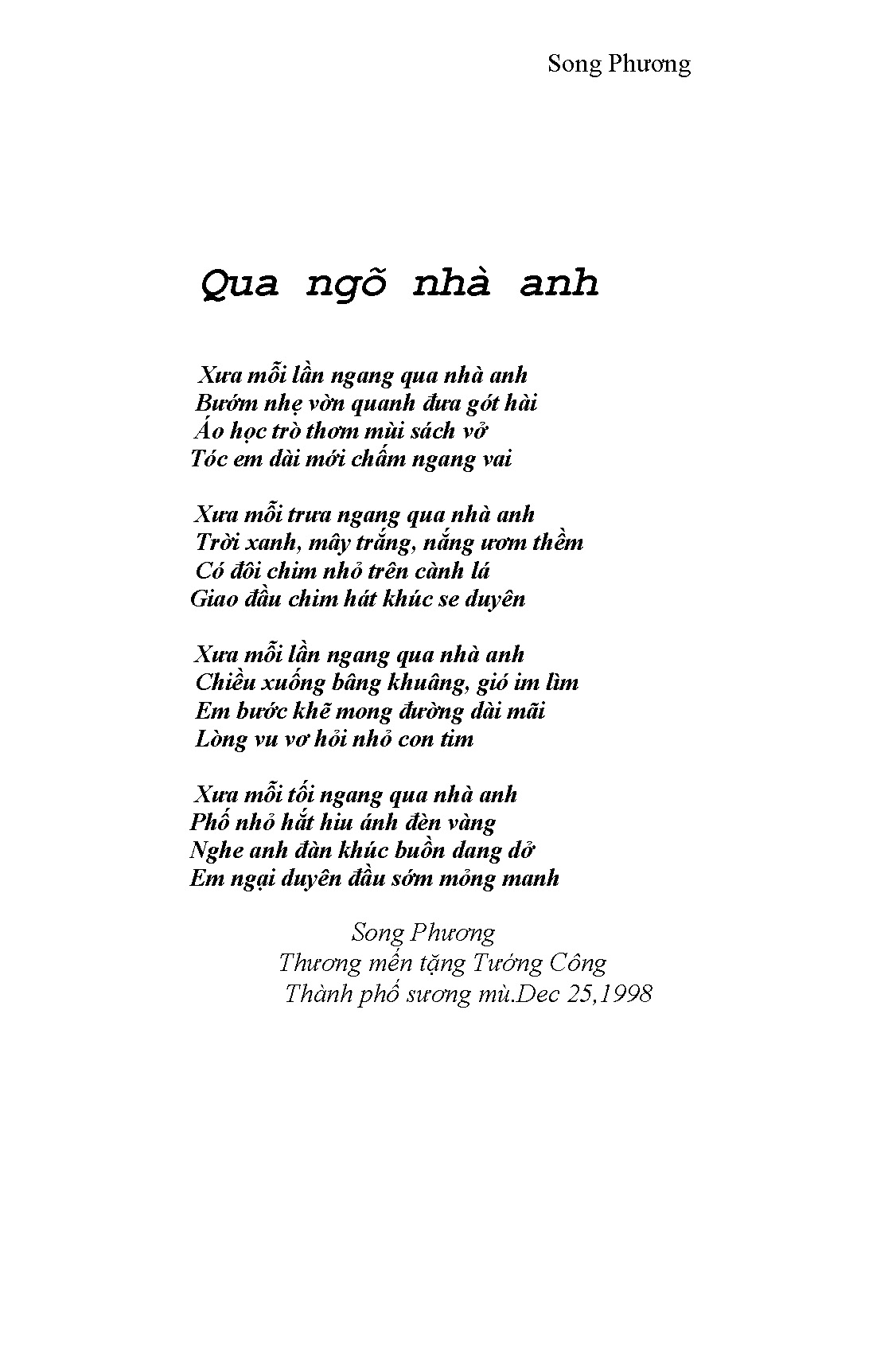 Qua Ngõ Nhà Anh