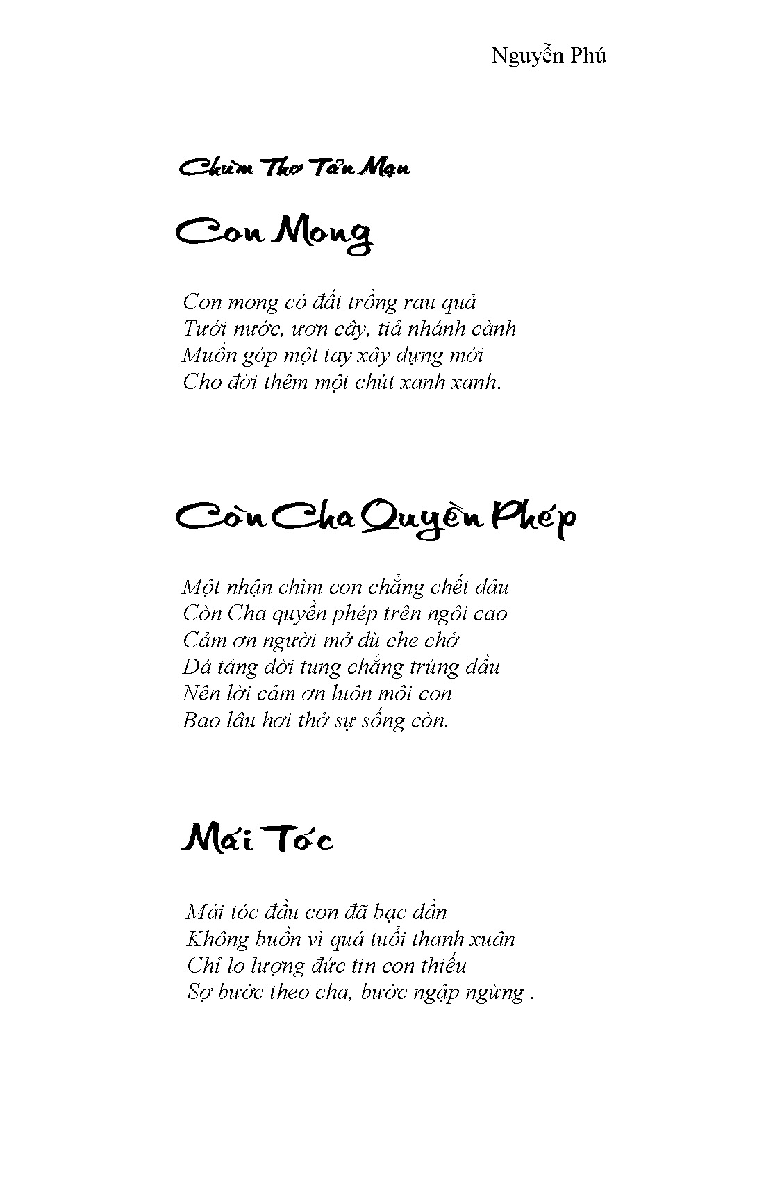 Chùm Thơ Tản Mạn