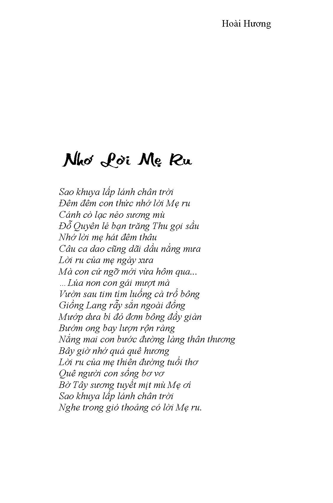 Nhớ Lời Mẹ Ru