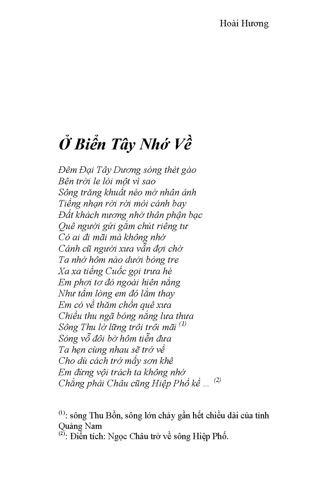Ở Biển Tây Nhớ Về